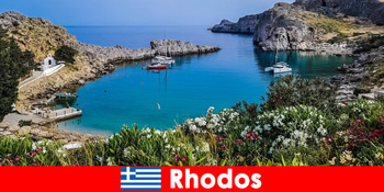 Du khách ba lô đến gần và cá nhân với thiên nhiên ở Rhodes Hy Lạp